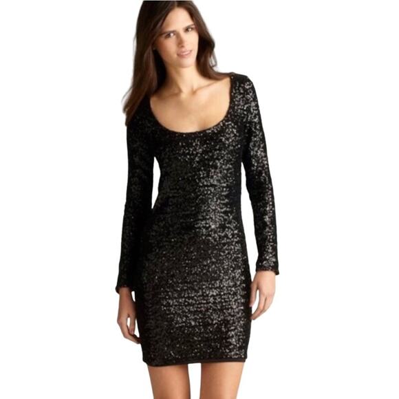 La Cite V-Back Sequin Mini Dress Black Medium - Picture 2 of 12